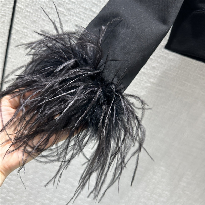 Pra*a ostrich feather cuffs sweatshirt