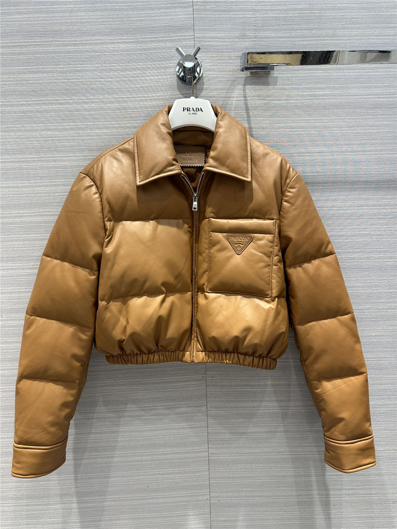 Pra*a lambskin quilted genuine leather down jacket