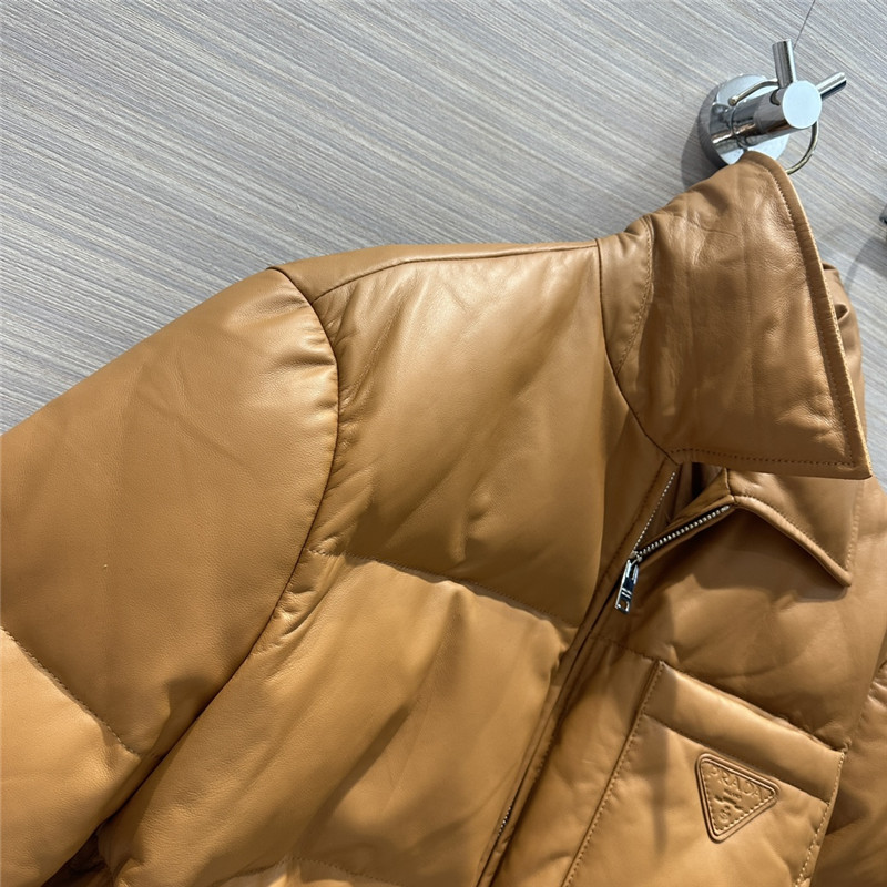 Pra*a lambskin quilted genuine leather down jacket