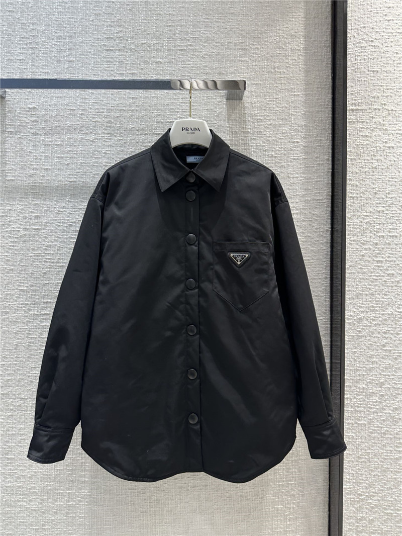 Pra*a triangle logo large shirt cotton jacket