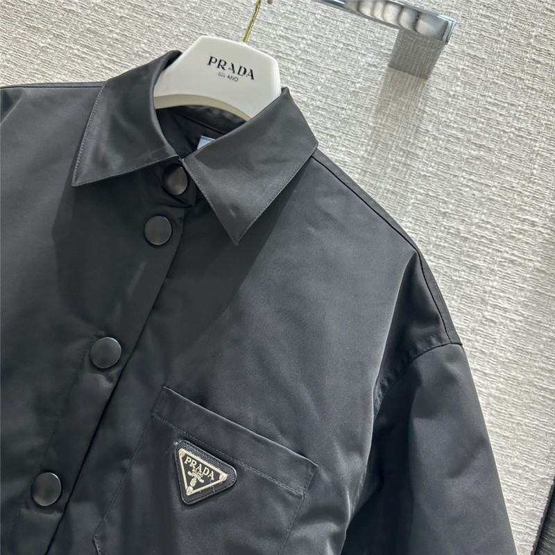 Pra*a triangle logo large shirt cotton jacket