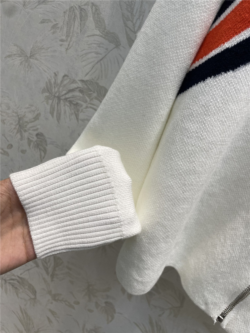 Gvc*1 stand collar knitted colorblock zip cardigan jacket