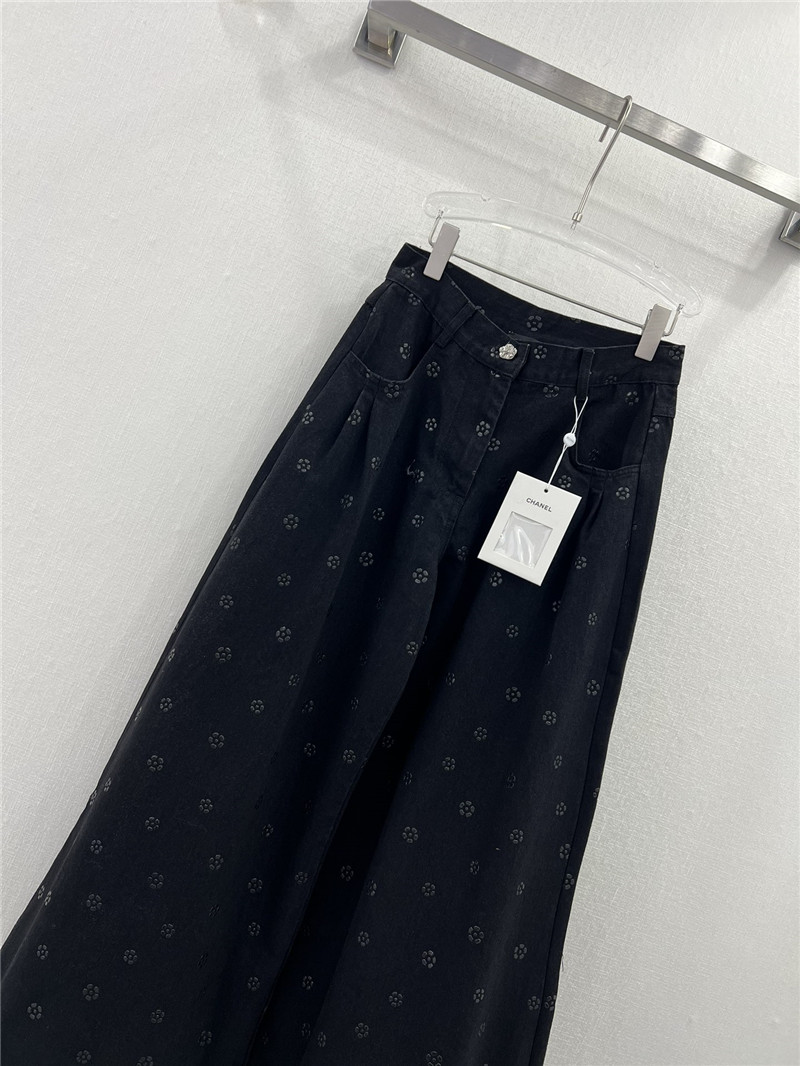 Ch**el new laminated camellia wide leg pants