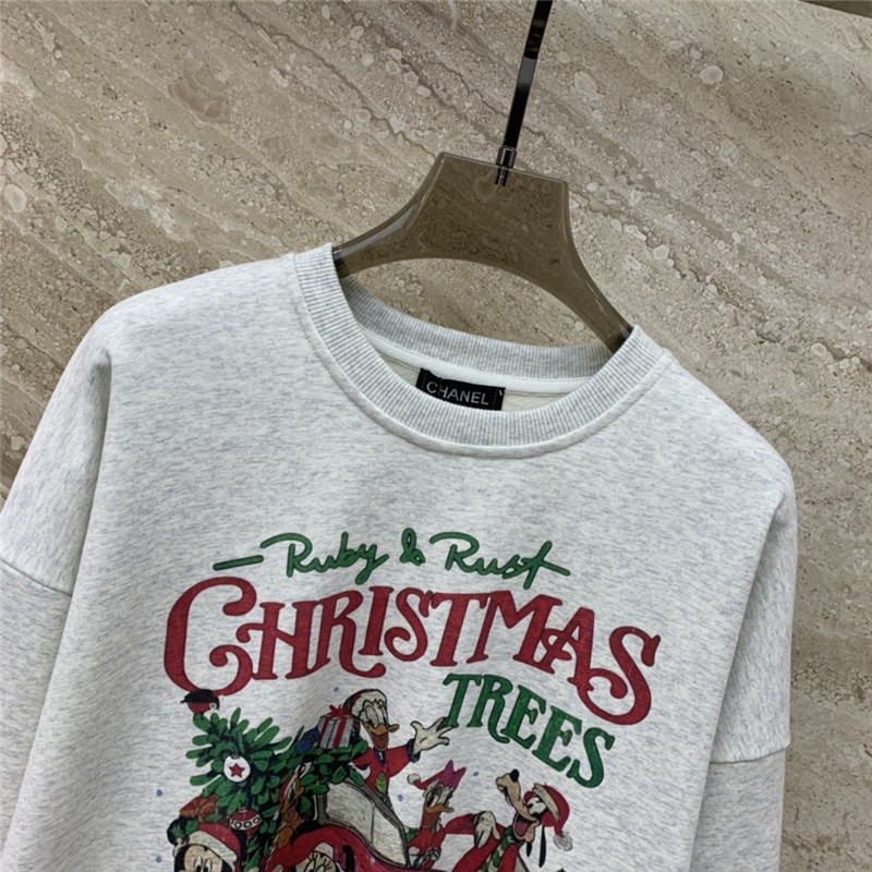 Ch**el christmas fleece sweatshirt in light grey