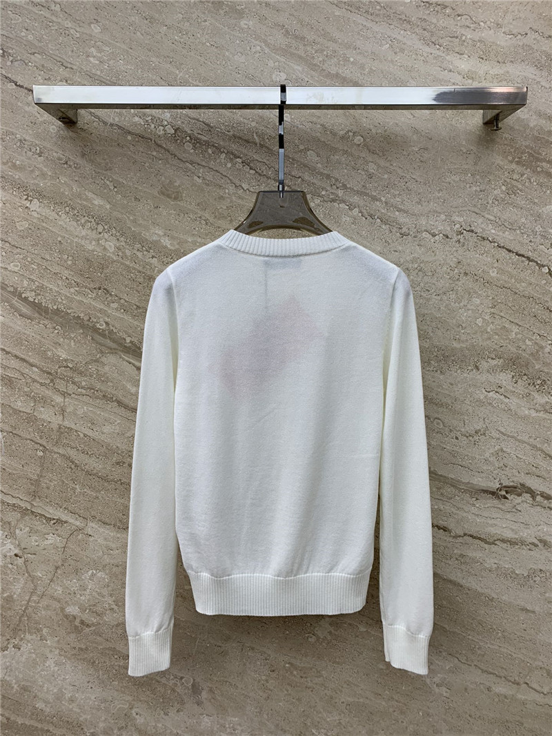 Miu Miu White Logo Knitted Cardigan