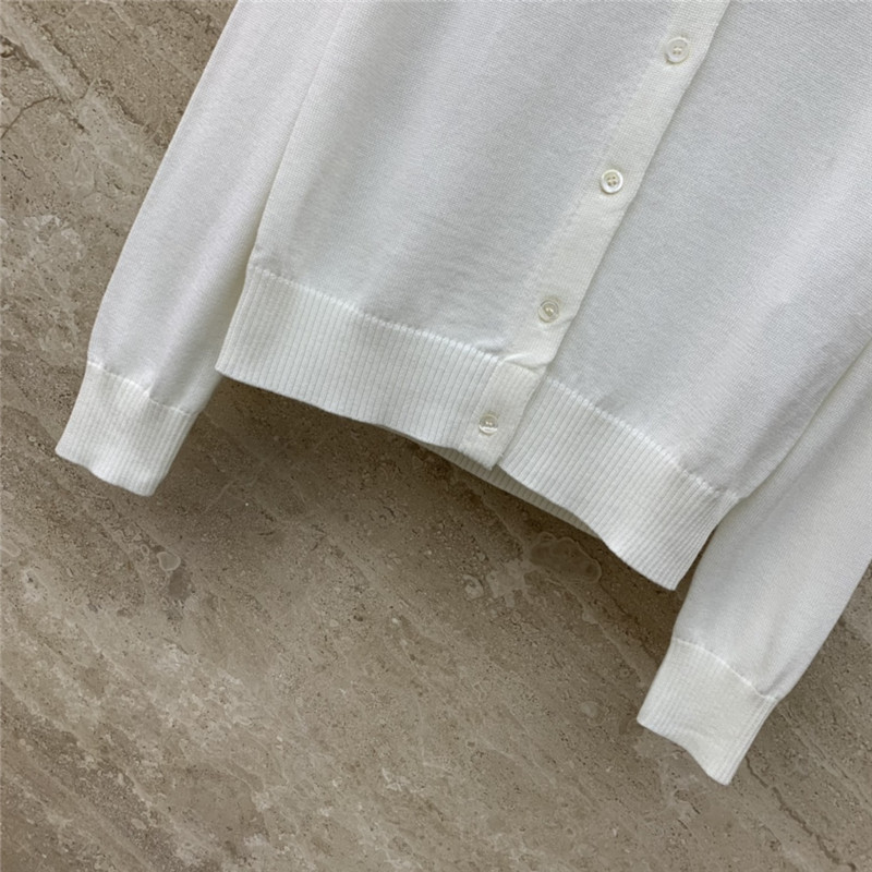 Miu Miu White Logo Knitted Cardigan