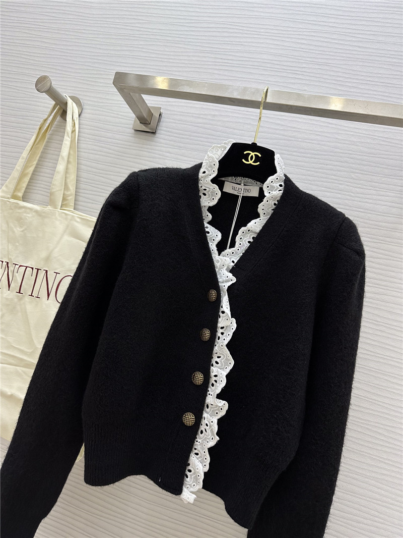 Va1e*ntin0 black lace wool cardigan