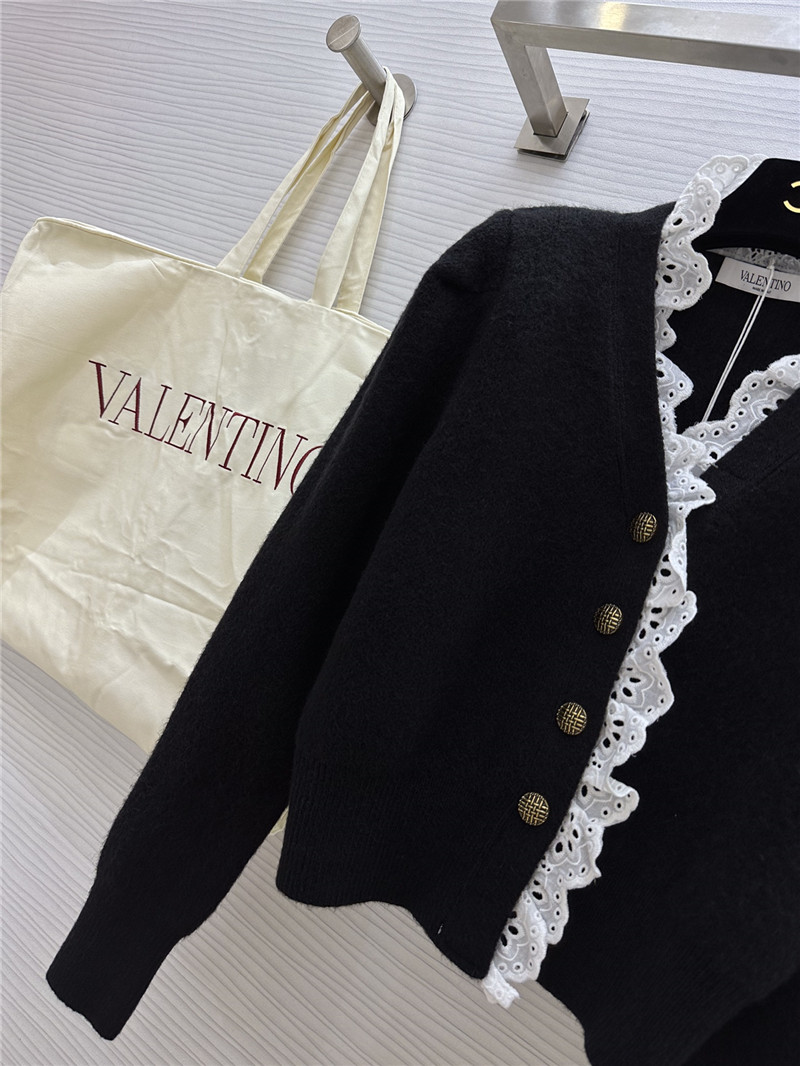 Va1e*ntin0 black lace wool cardigan