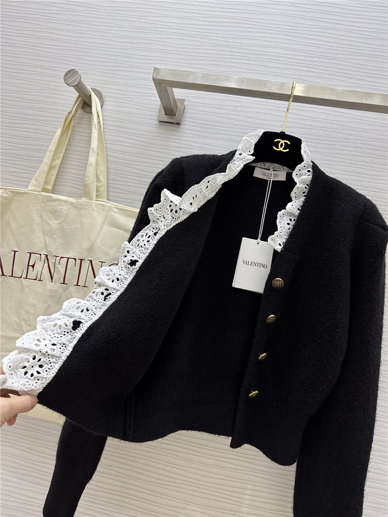 Va1e*ntin0 black lace wool cardigan