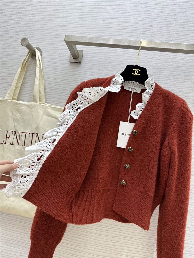 Va1e*ntin0 red lace wool cardigan