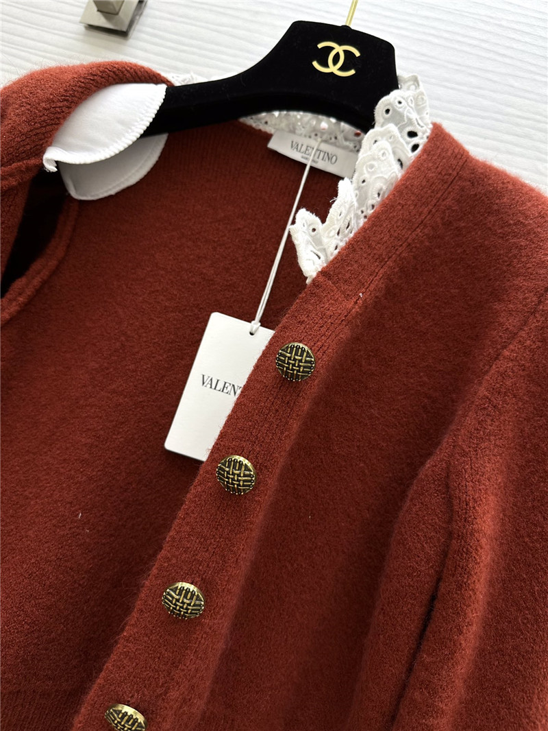 Va1e*ntin0 red lace wool cardigan