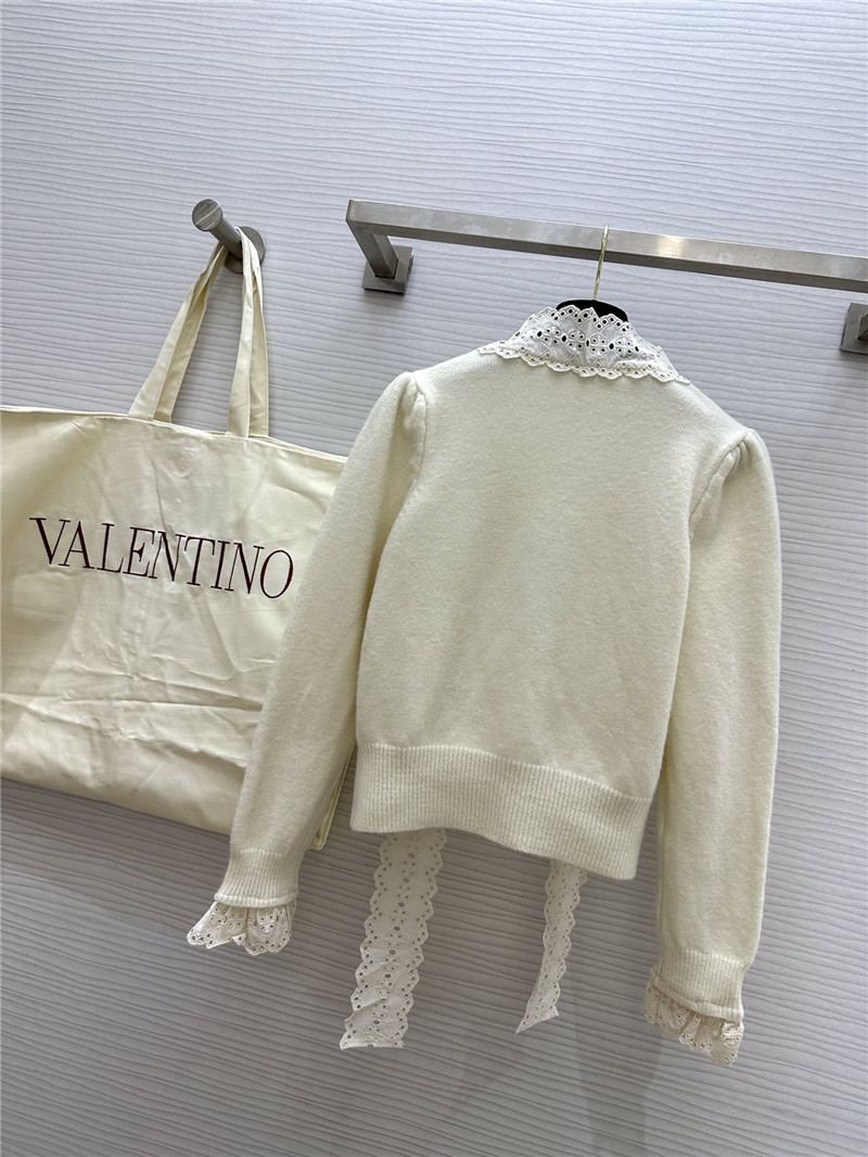 Va1e*ntin0 white lace bow wool cardigan