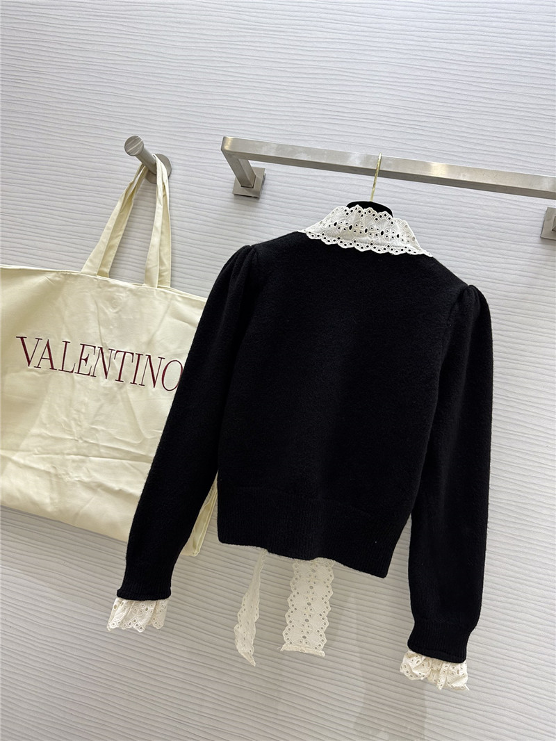Va1e*ntin0 black lace bow wool cardigan