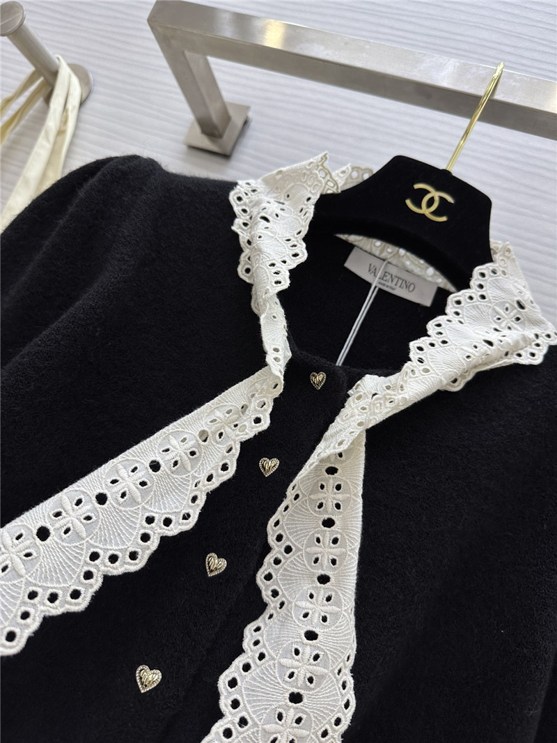 Va1e*ntin0 black lace bow wool cardigan