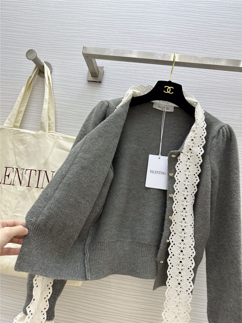 Va1e*ntin0 grey lace bow wool cardigan