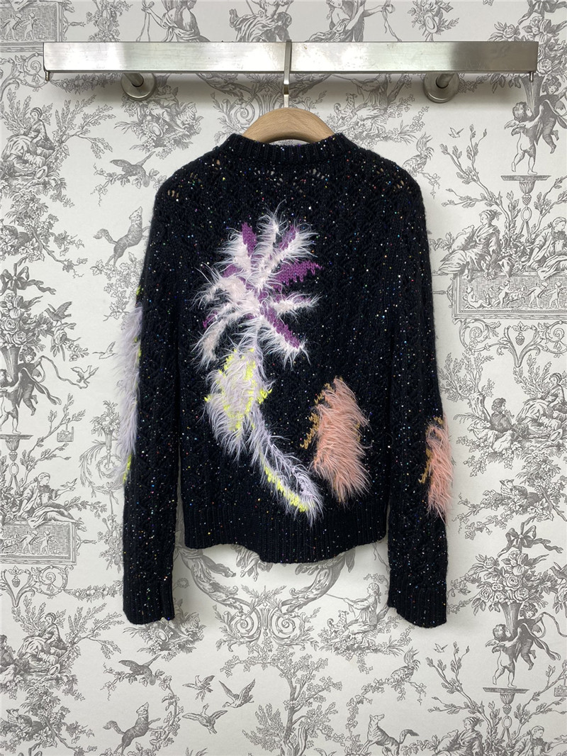Ch**el shiny jacquard knitted sweater