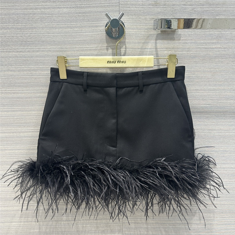 Pra*a lady style feather haute couture mini skirt