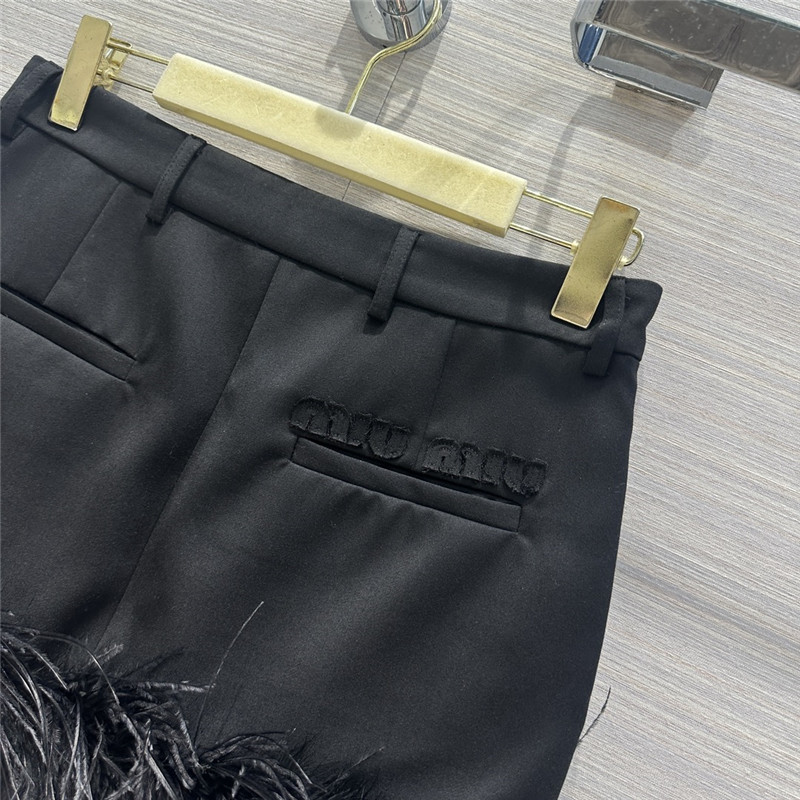 Pra*a lady style feather haute couture mini skirt