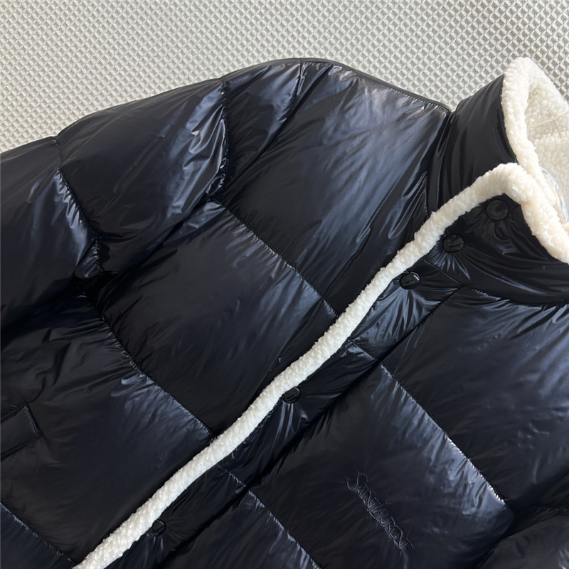 Y51 stand collar grain fleece lined down jacket