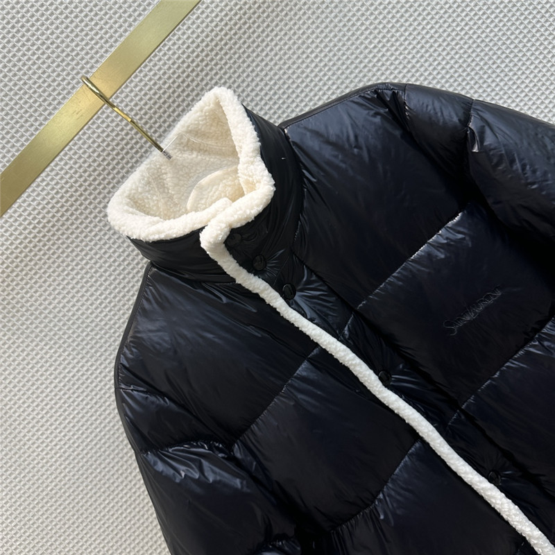 Y51 stand collar grain fleece lined down jacket