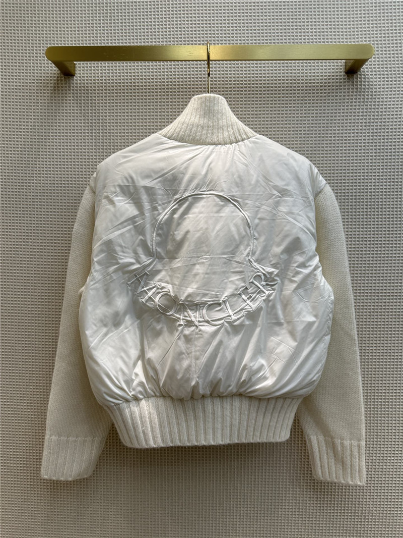 Moncler wool blend knitted patchwork down jacket