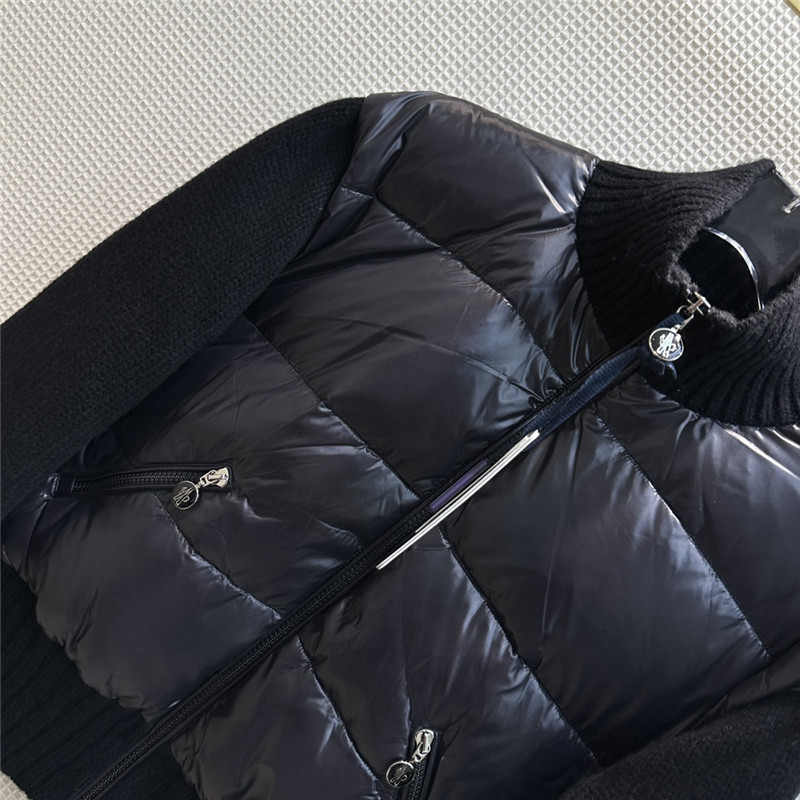 Moncler wool blend knitted patchwork down jacket