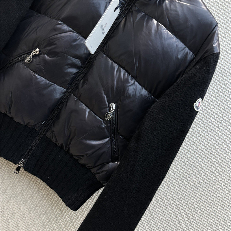 Moncler wool blend knitted patchwork down jacket