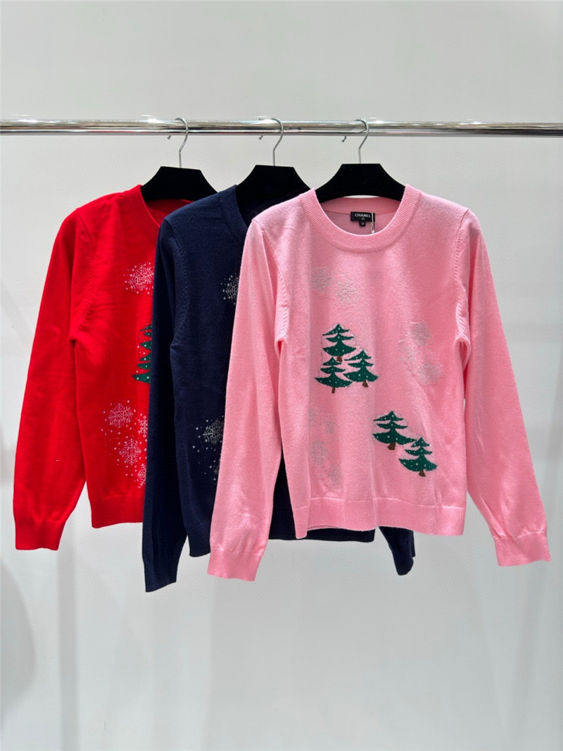 Ch**el christmas jacquard knitted sweater red