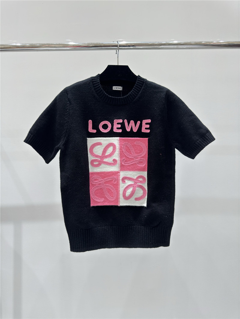 L0ew* logo knitted short sweater in navy