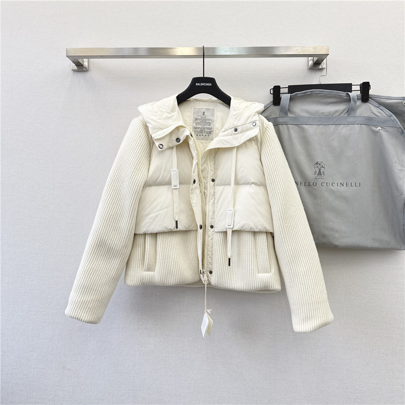 BC cashmere and wool patchwork bread down jacket