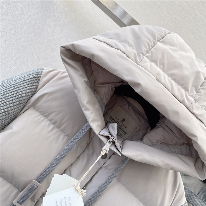 BC cashmere and wool patchwork bread down jacket