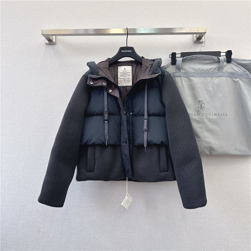 BC cashmere and wool patchwork bread down jacket