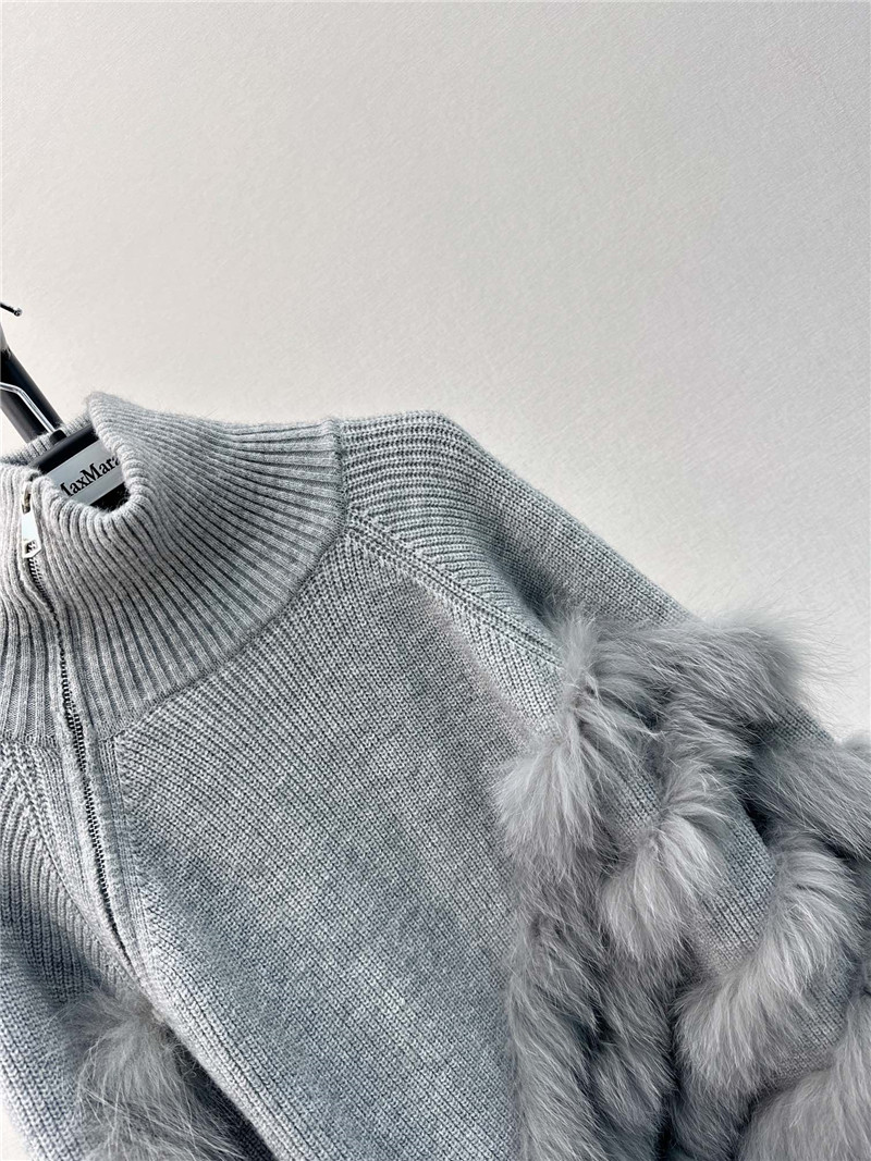 Vanitoo Faux Fur Turtleneck Sweater Grey