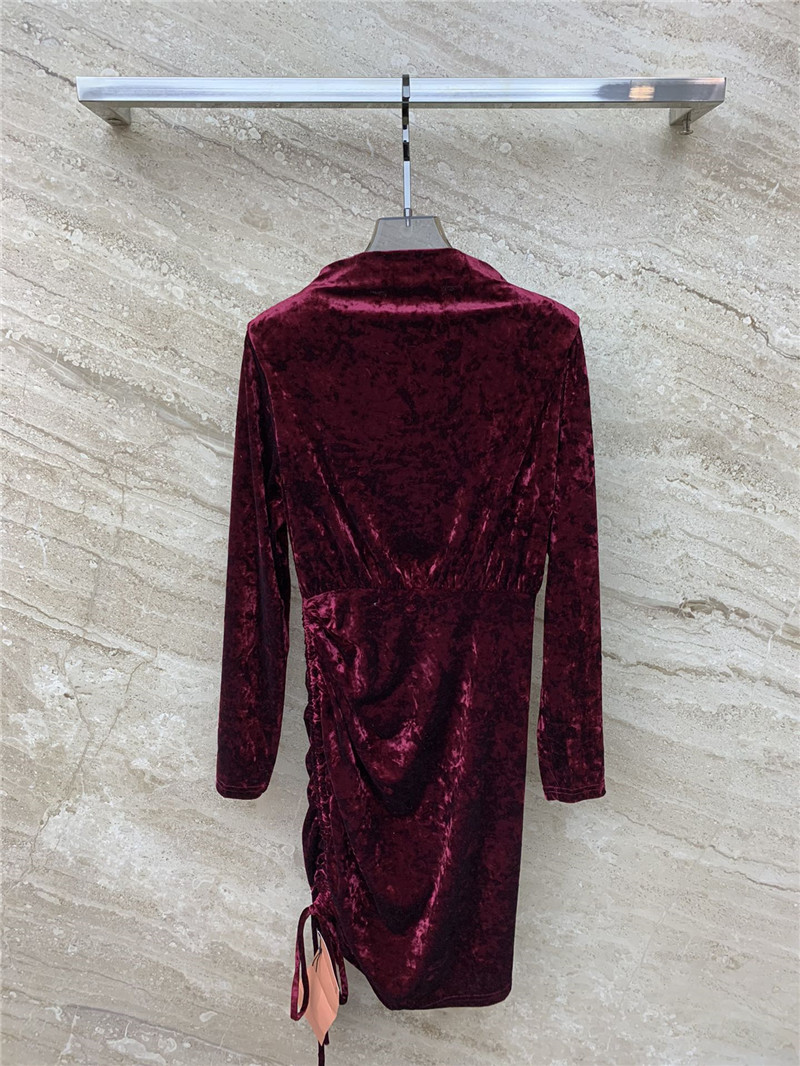 M1um1u micro high collar drawstring waist short dress