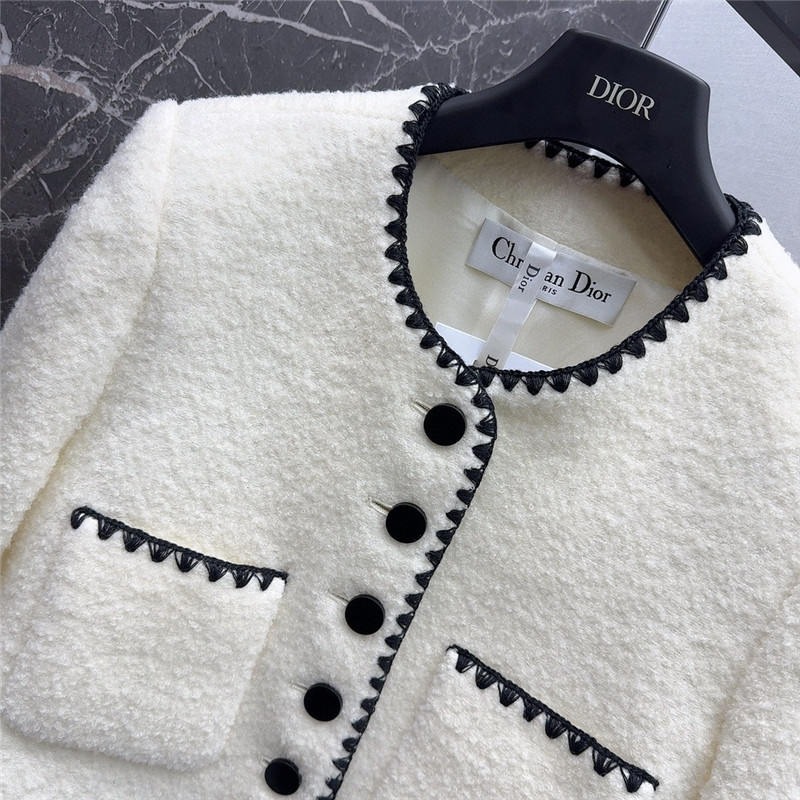 D10r wool jacket with contrast embroidered trim