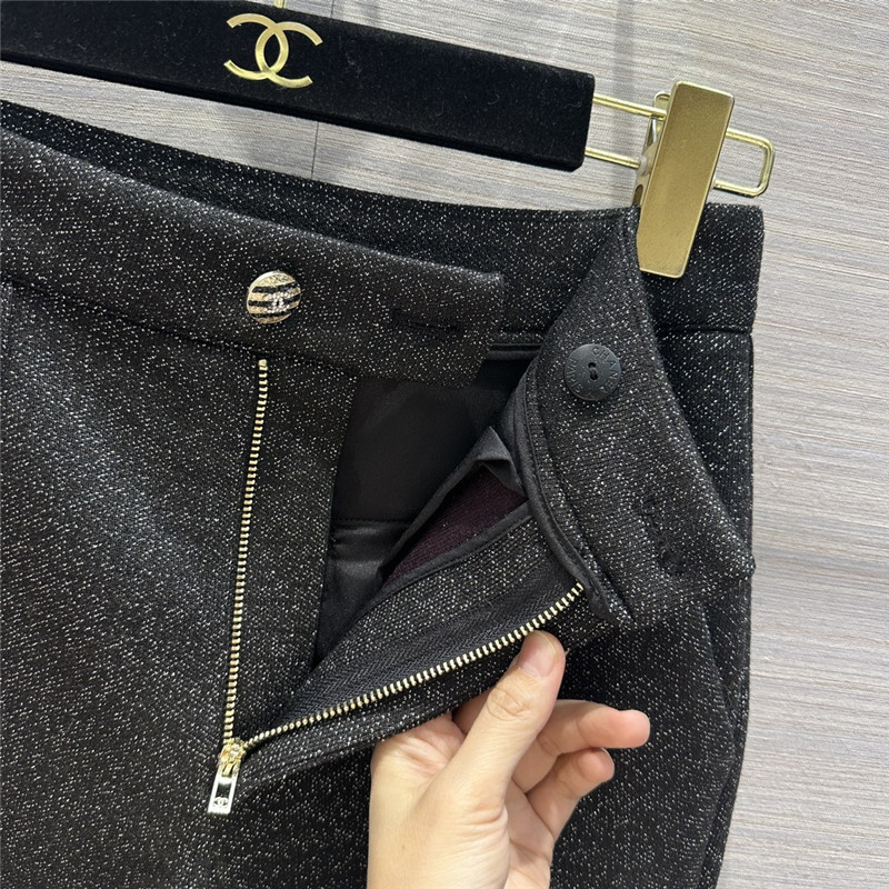 Ch**el metallic starry black skinny pants