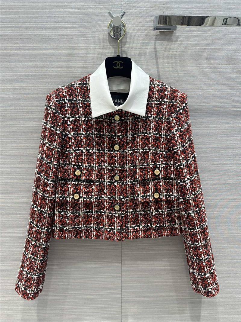 Ch**el contrast shirt collar small jacket