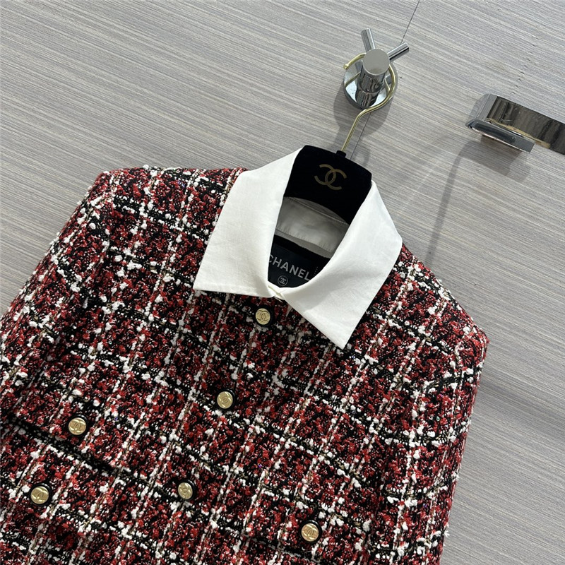 Ch**el contrast shirt collar small jacket