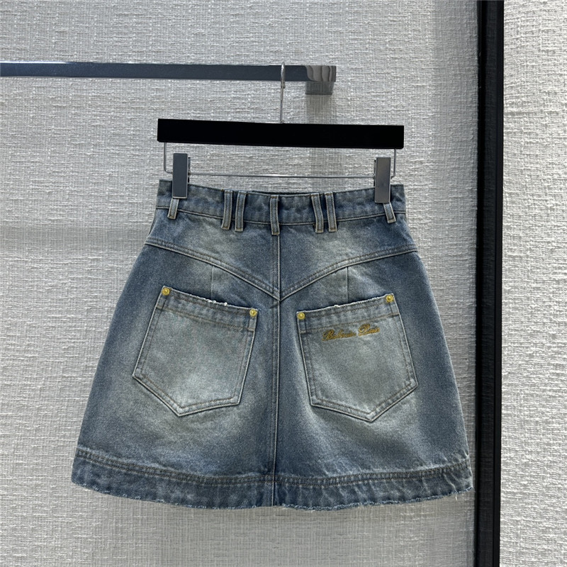 Ba1en*iaga vintage gold button denim skirt