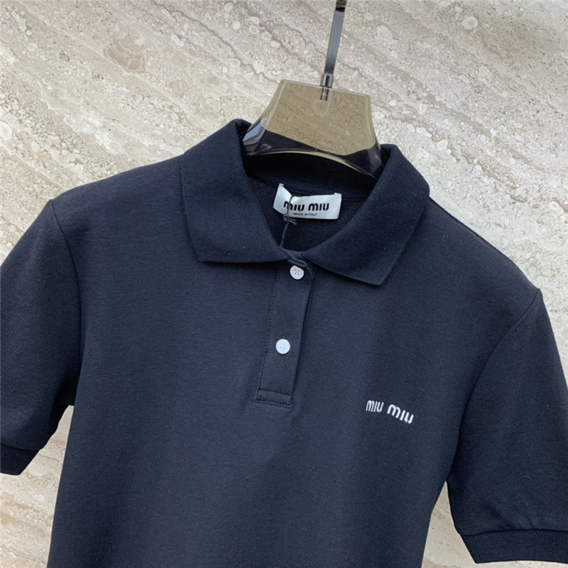 M1um1u logo polo collar short sleeve t-shirt