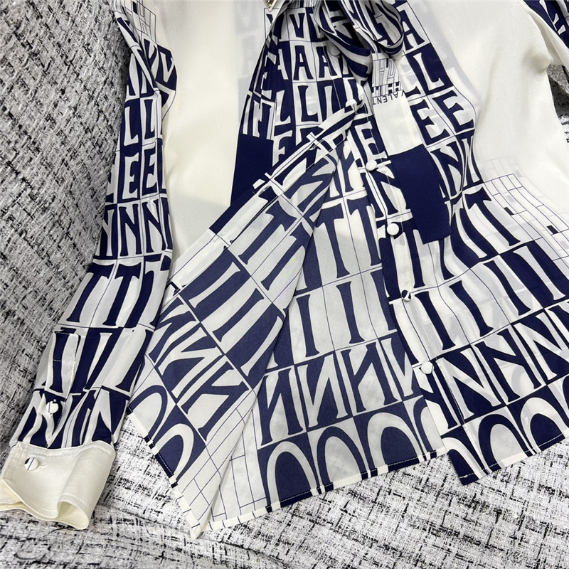 Va1e*ntin0 silk material full digital positioning printed ribbon shirt