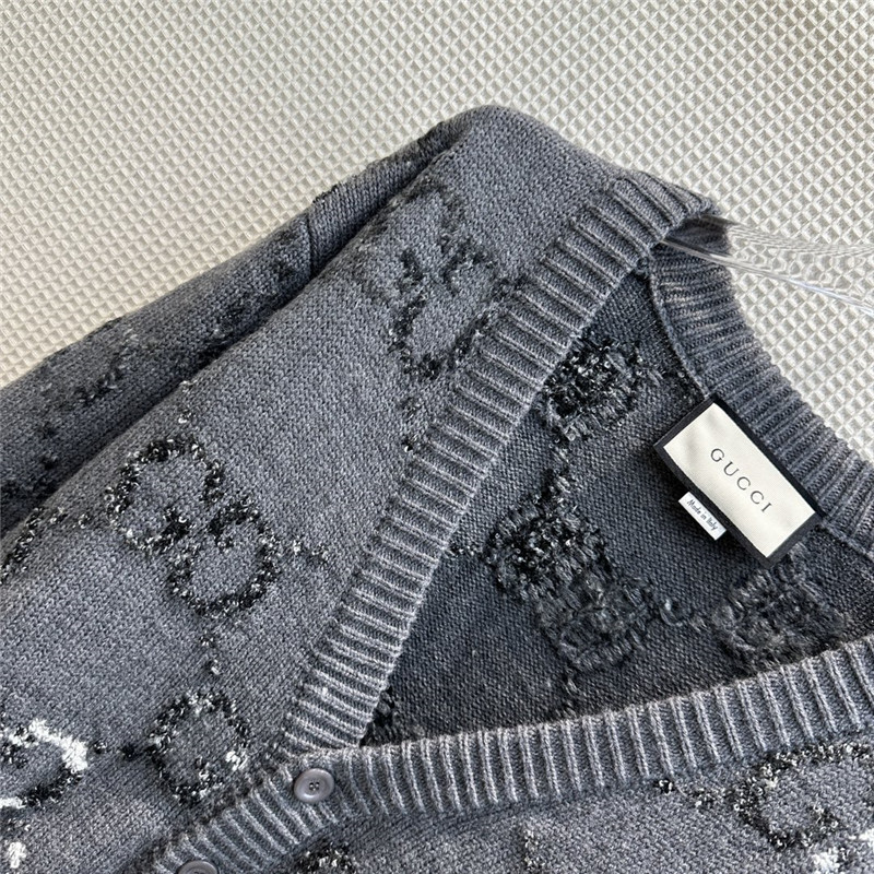 GG Intarsia V-Neck Knitted Cardigan