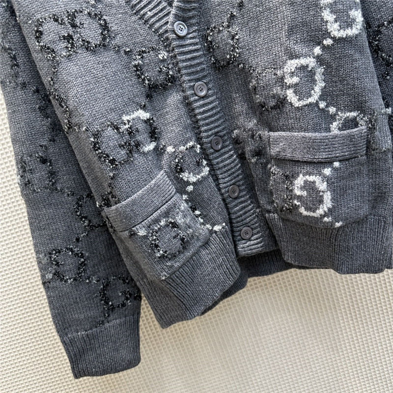 GG Intarsia V-Neck Knitted Cardigan