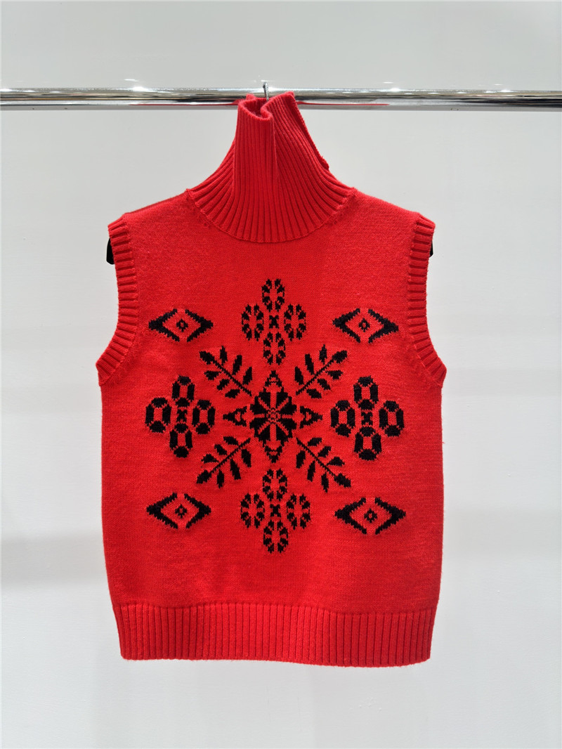 L0ew* jacquard knit turtleneck vest red