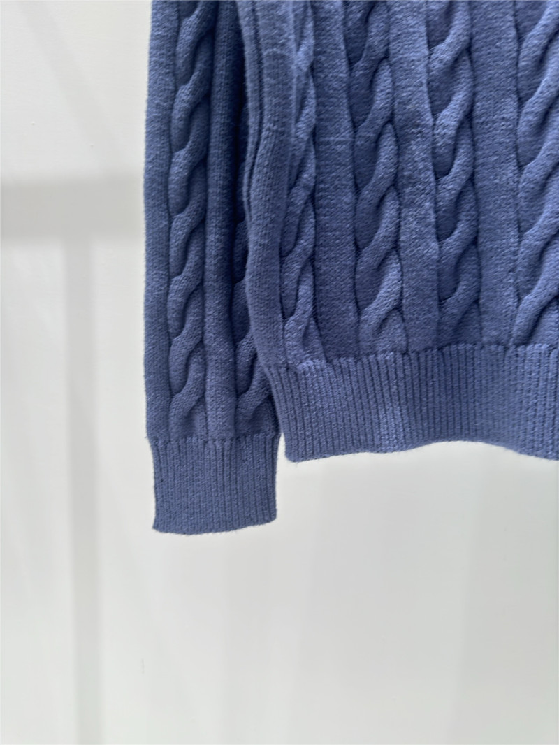 Pra*a logo pocket twist knit sweater blue