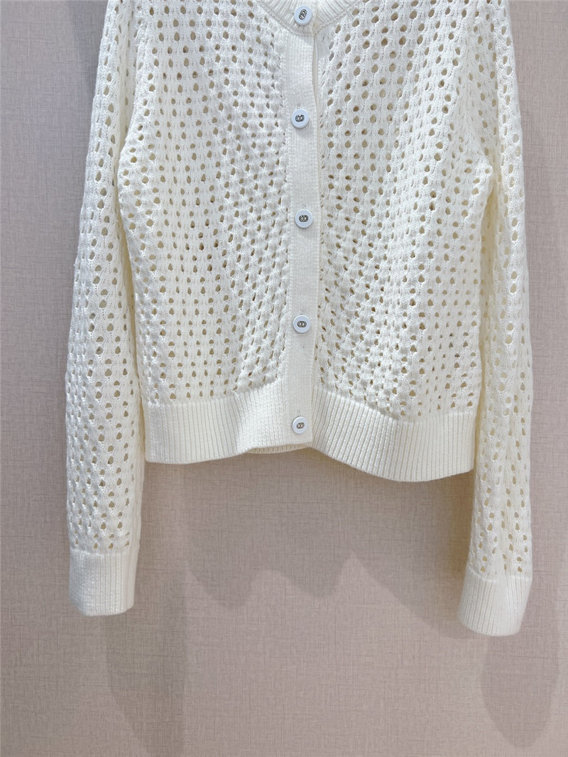 D10r hollow solid color cardigan white