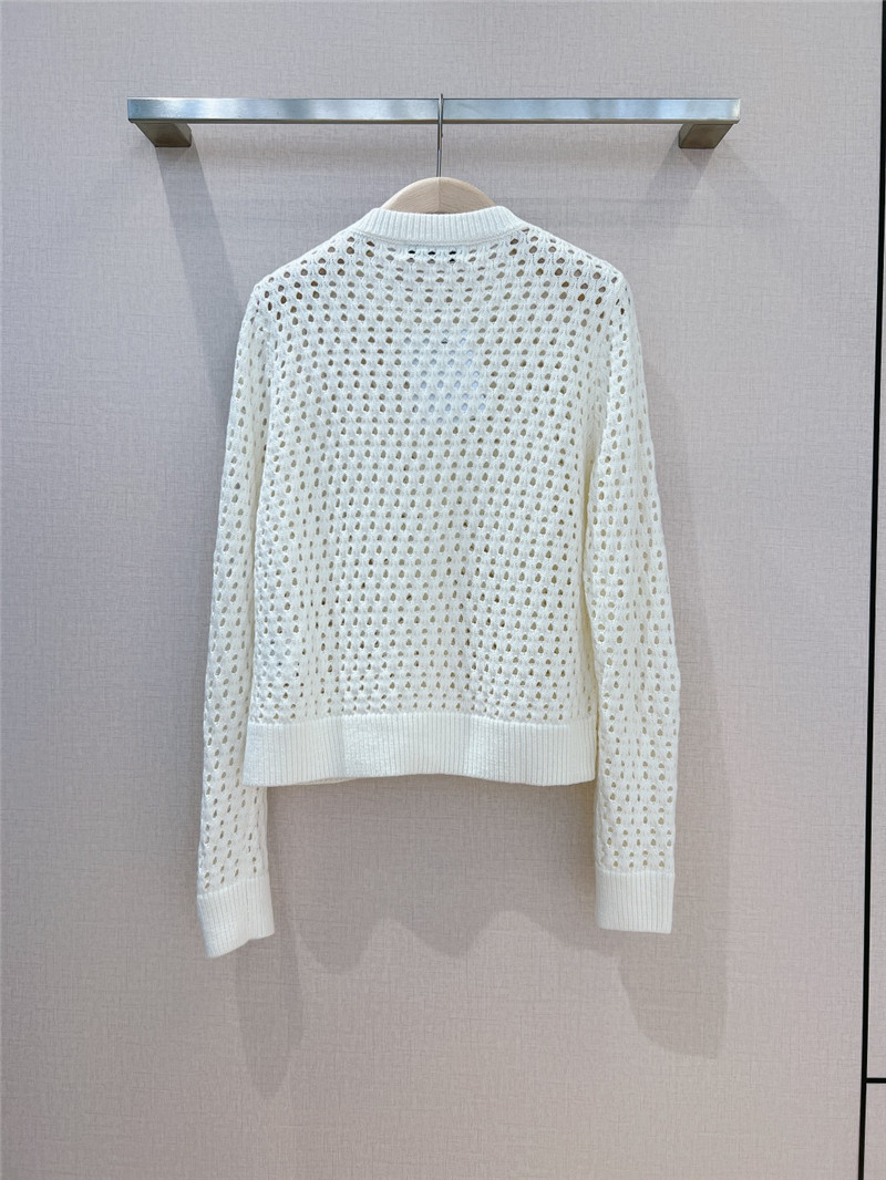 D10r hollow solid color cardigan white
