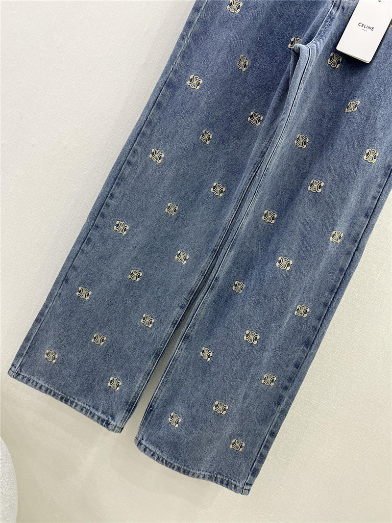 Ce1i*e new arc de triomphe printed logo straight jeans
