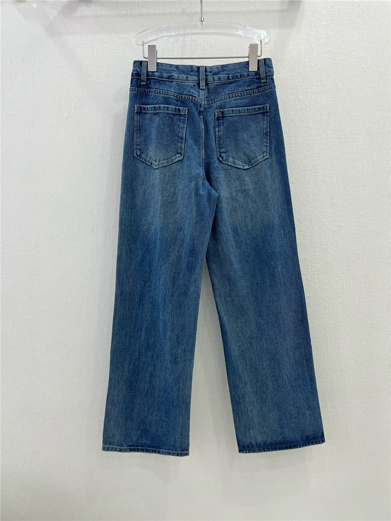 L0ew* new front pocket leather label hollow logo trousers