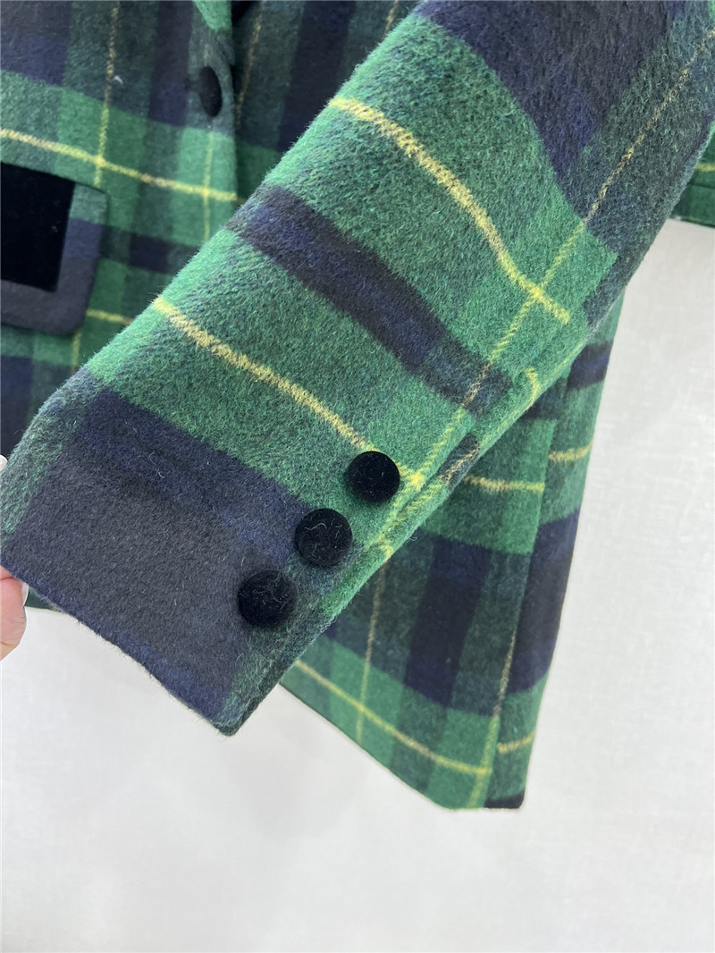 Y51 green plaid patchwork lapel suit + pleated skirt suit